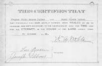 S. W. Barker & H. V. Larsen Temple Sealing Certificate